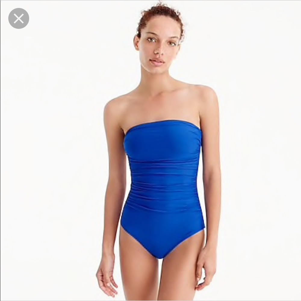J. Crew long torso ruched bandeau swimsuit